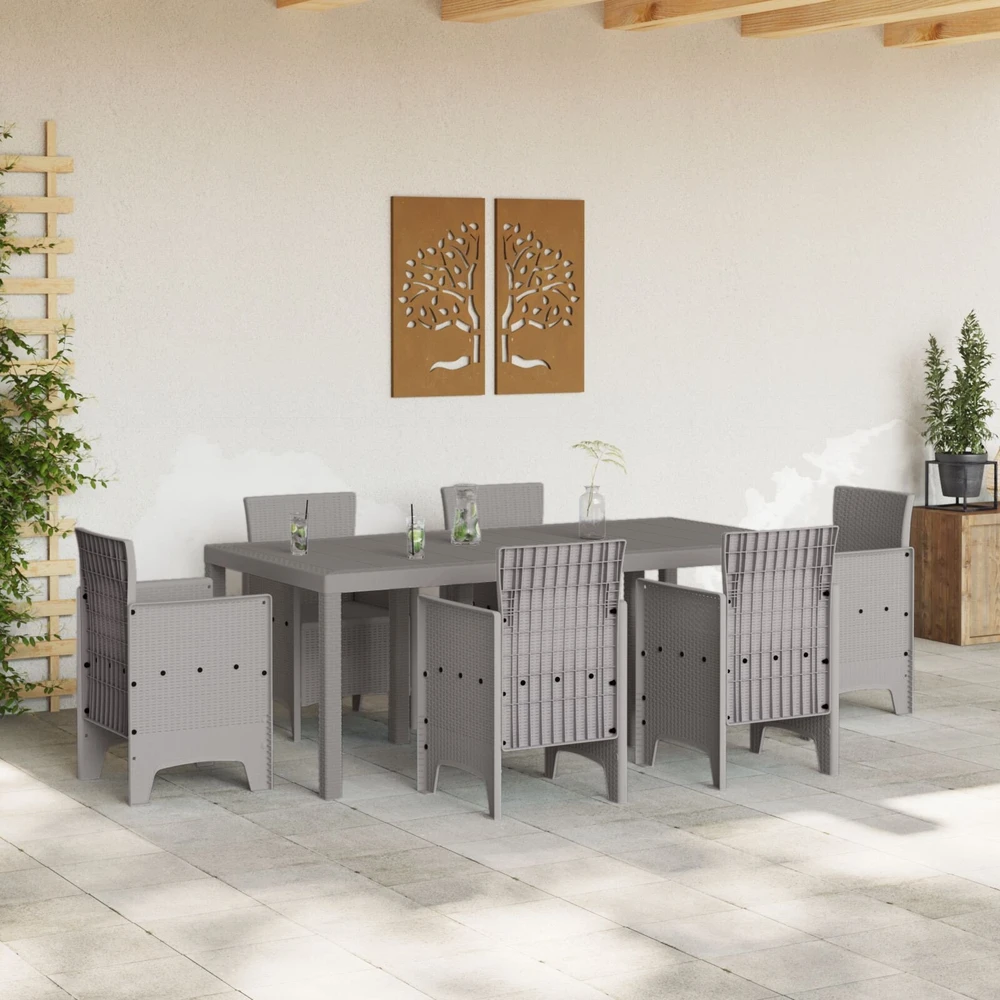Sodo stalas Šviesiai pilka 200 x 100 x 73 cm poliratanas