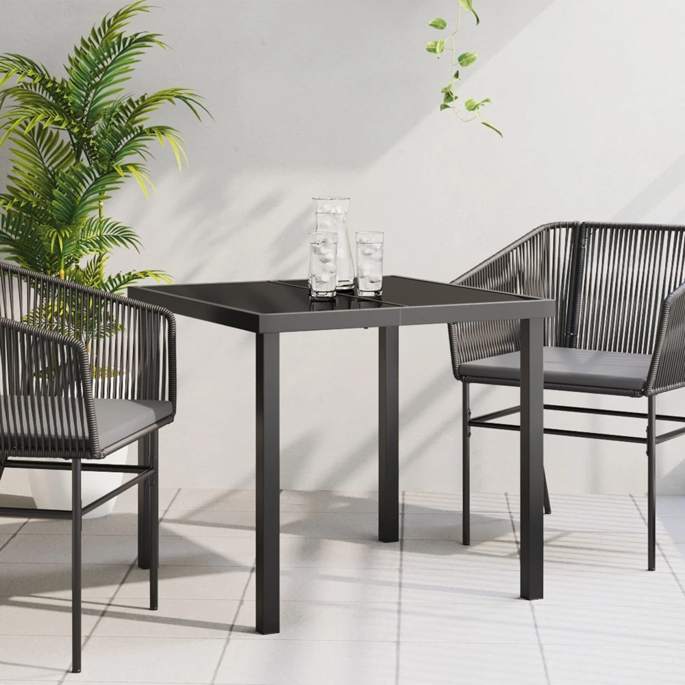 Sodo stalas Juoda 80 x 80 x 73 cm metalas
