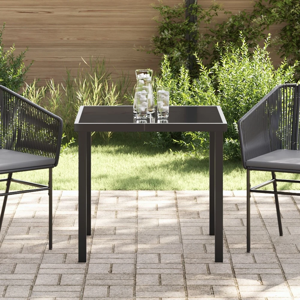 Sodo stalas Juoda 80 x 80 x 73 cm metalas