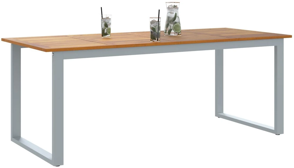 Sodo stalas Pilka 200 x 90 x 75 cm Kietos akacijos mediena