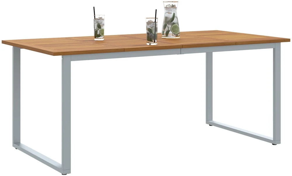 Sodo stalas Pilka 180 x 90 x 75 cm Kietos akacijos mediena