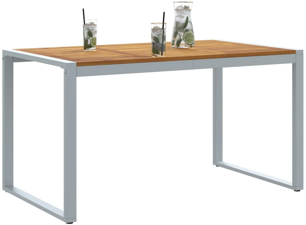 Sodo stalas Pilka 140 x 80 x 75 cm Kietos akacijos mediena