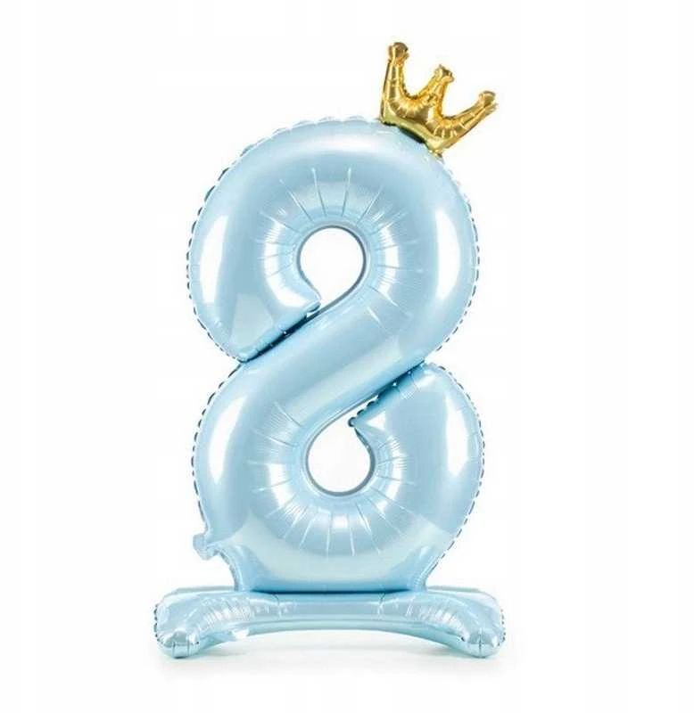 PartyDeco Folinis pastatomas balionas skaičius "8" melsvas 84cm
