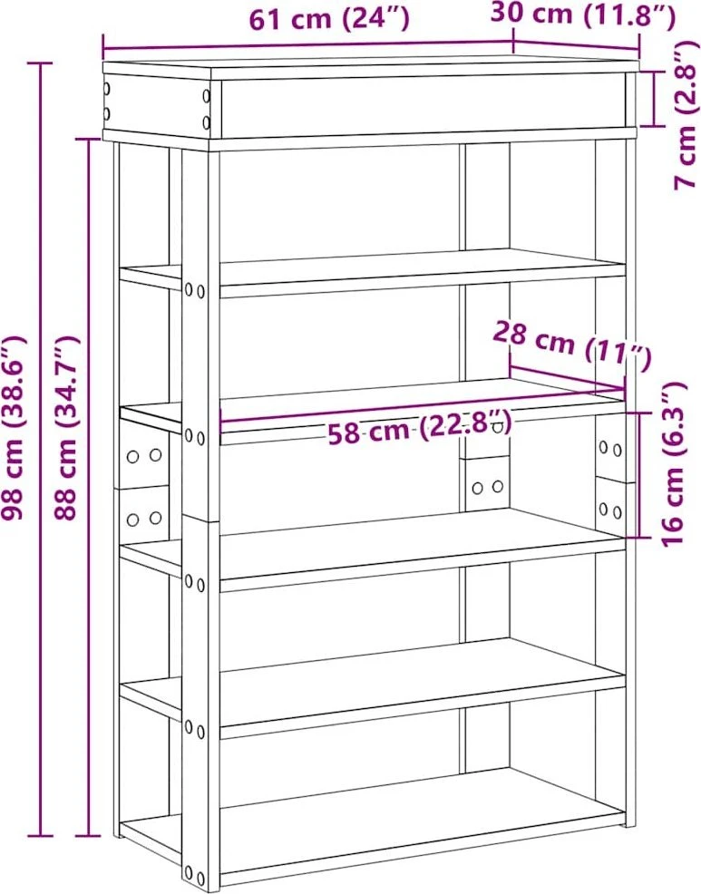 Lentyna batams, juodos spalvos, 60x30x98cm, apdirbta mediena