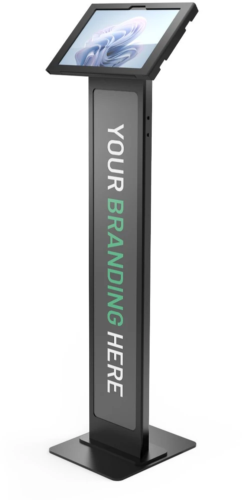Stojak Compulocks Surface Pro 8-11 Apex Enclosure Brandable Floor Stand - Ustawienie - do tabletu - możliwość brandingu - zablokowany - ramka metalo sp. - juoda - wielkość ekranu: 33 cm (13'') - ustawienie na podłodze - do Microsoft Surface Pro 8, Pro 9