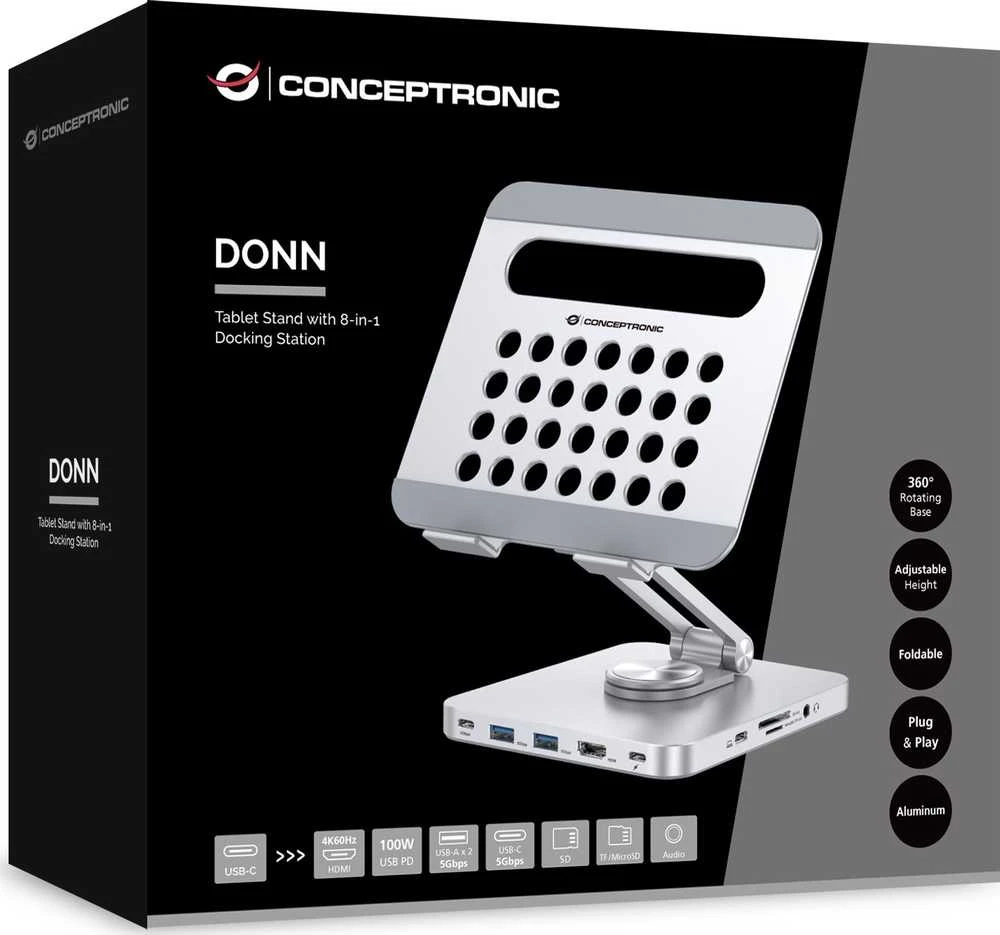 Carruzzo Conceptronic DONN26G multimedijos įrenginio vežimėlis / stovas Sidabras Planšetinis kompiuteris Multimedijos stovas