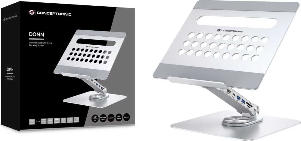 Carruzzo Conceptronic DONN27G nešiojamojo kompiuterio stovas Sidabras