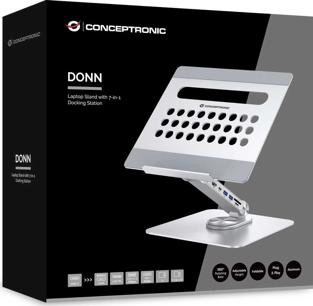 Carruzzo Conceptronic DONN27G nešiojamojo kompiuterio stovas Sidabras