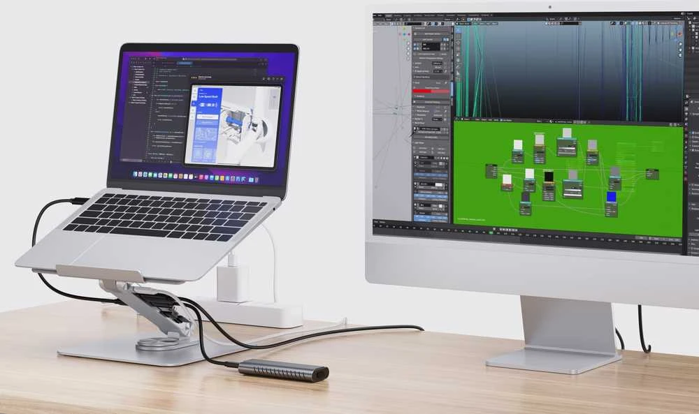 Conceptronic stovas nešiojamam kompiuteriui su prijungtu HUB