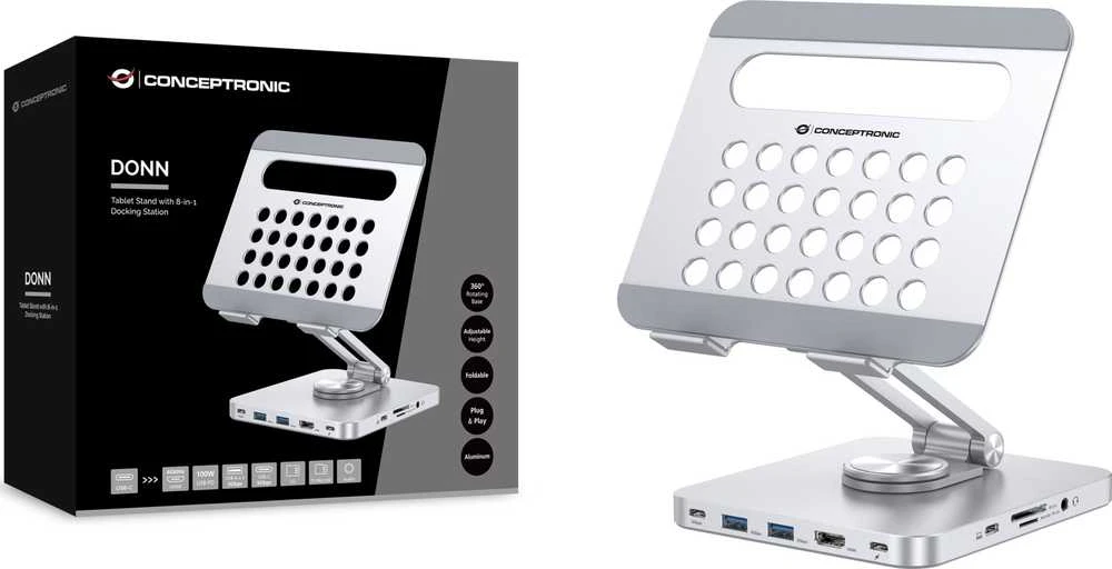 Carruzzo Conceptronic DONN26G multimedijos įrenginio vežimėlis / stovas Sidabras Planšetinis kompiuteris Multimedijos stovas