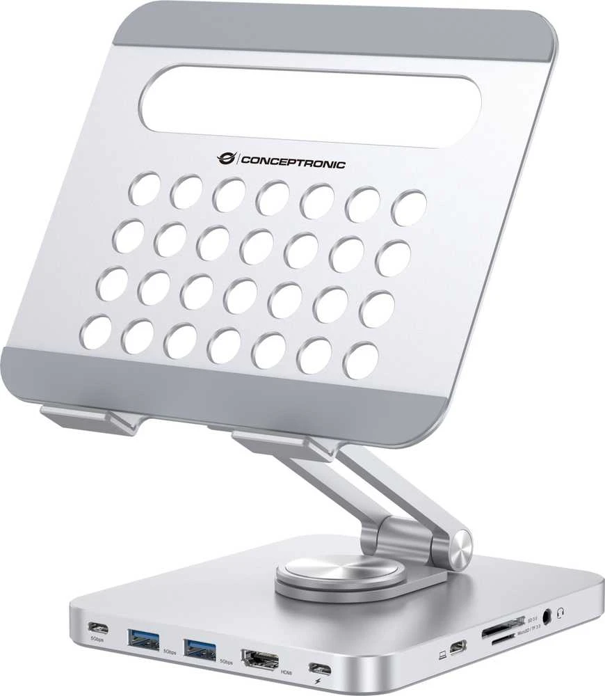 Conceptronic metalinis planšetės stovas su 8-in-1 doko stotele