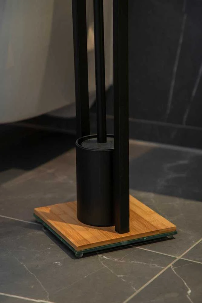 Tualeto popieriaus stovas su BAMBOO tualeto šepetėliu, bambuko pagrindu, WENKO