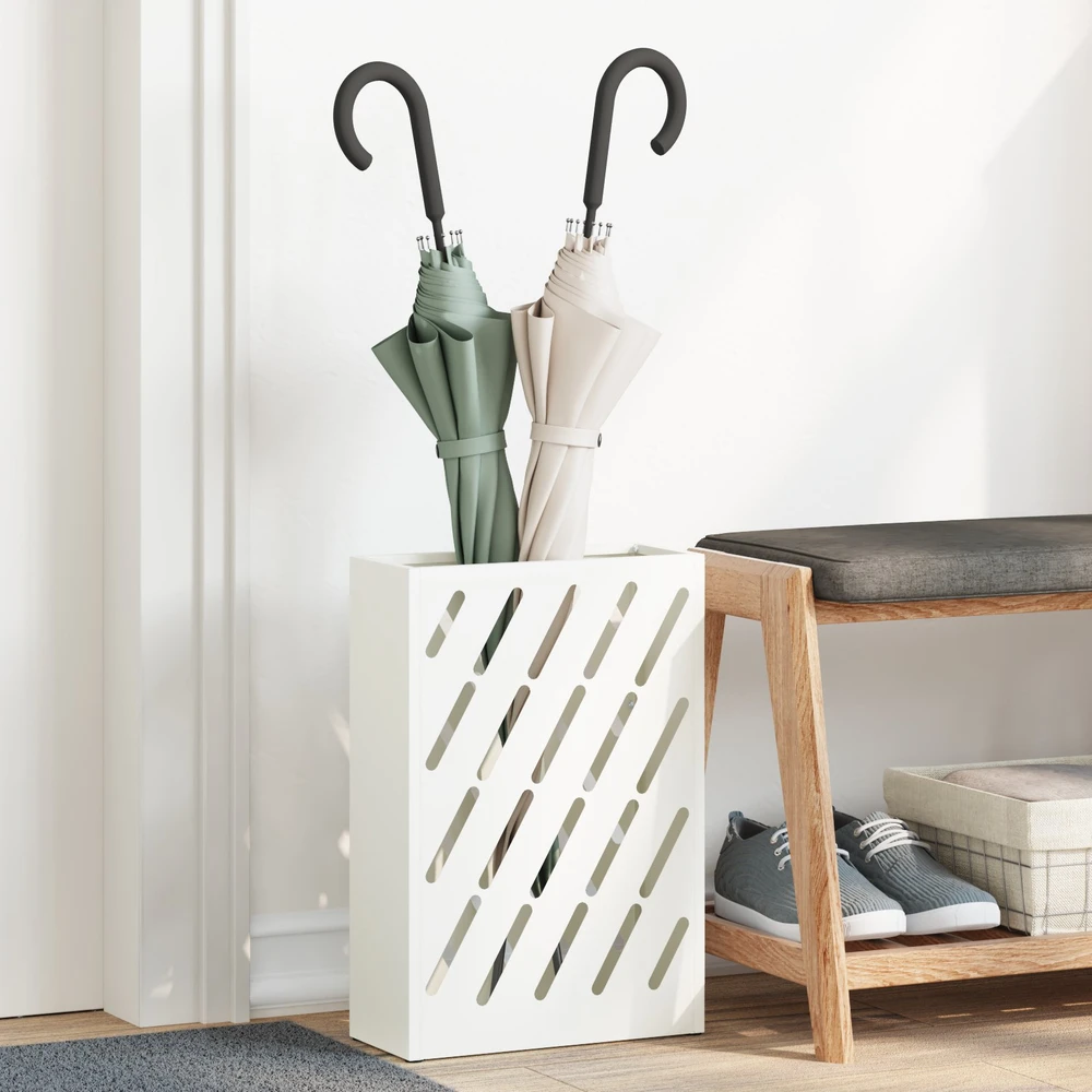 Lietaus skėtis stovas Balta 28 x 12 x 41 cm Plienas