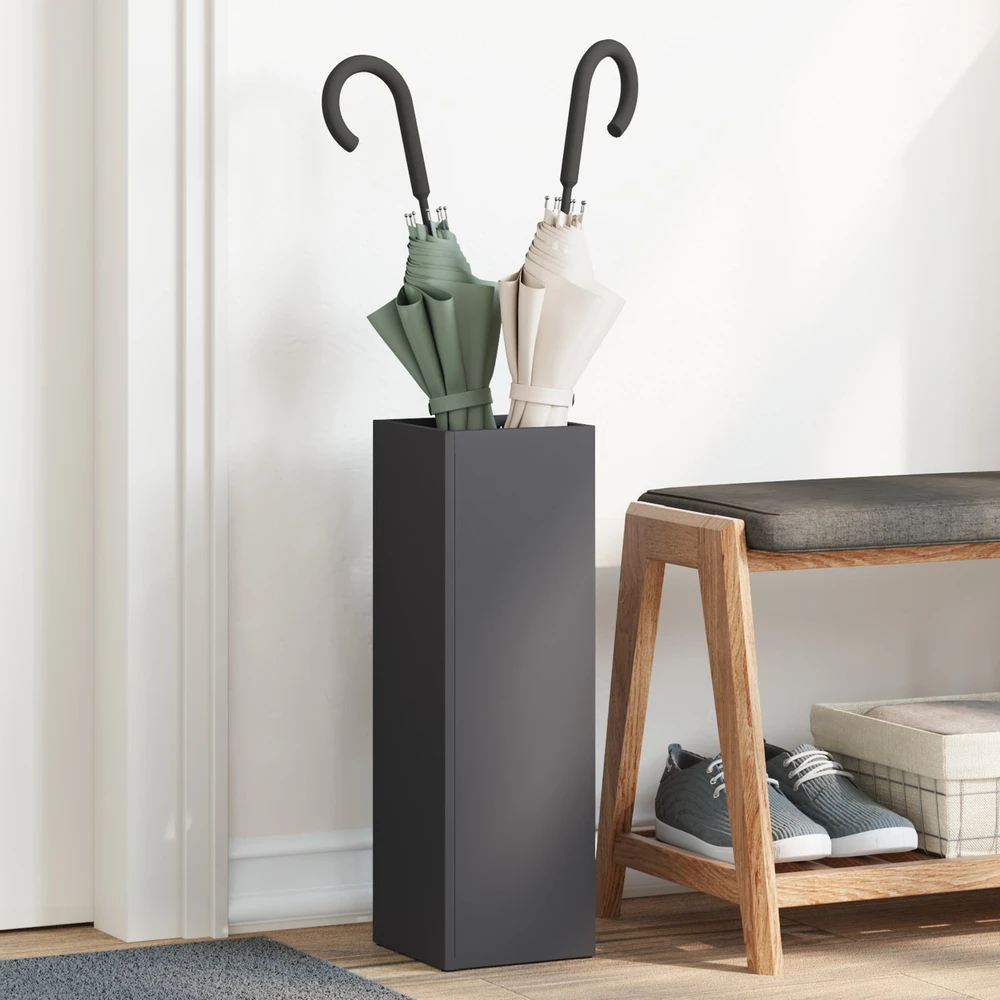 Lietaus skėtis stovas Juoda 15,5 x 15,5 x 49 cm Plienas
