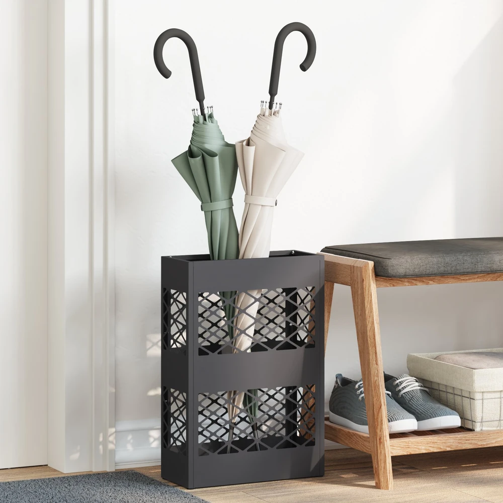 Lietaus skėtis stovas Juoda 28 x 12 x 41 cm Plienas