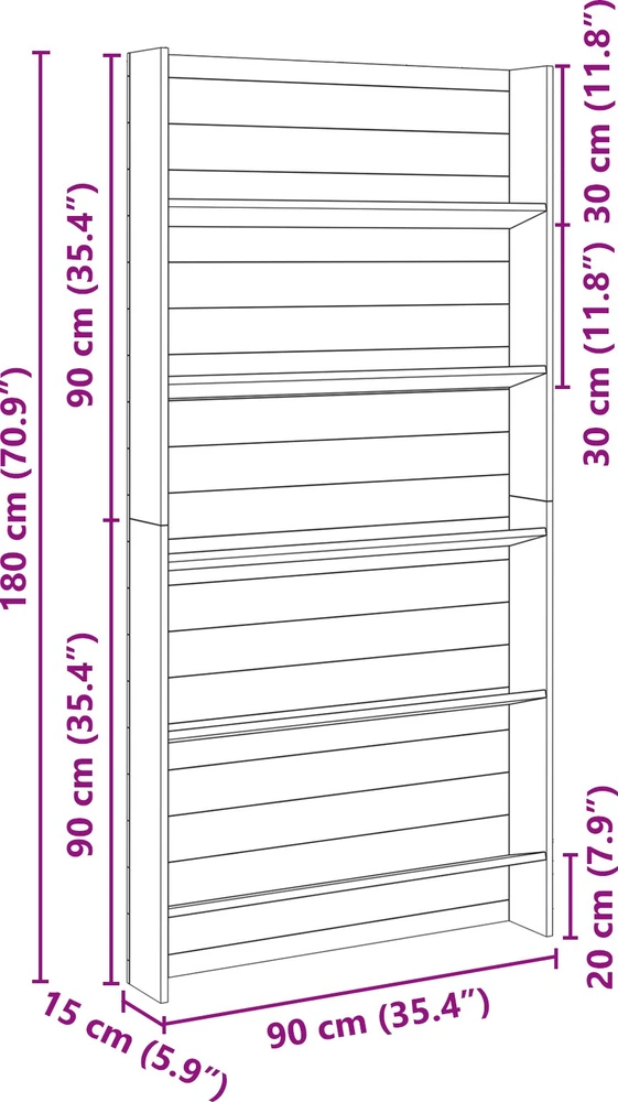 Augalo lentynos Ruda 90 x 15 x 180 cm