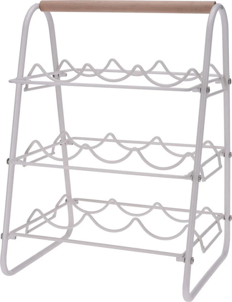 Eh Excellent Houseware Metalinis vyno stovas 9 buteliams baltas 33x29x46 cm