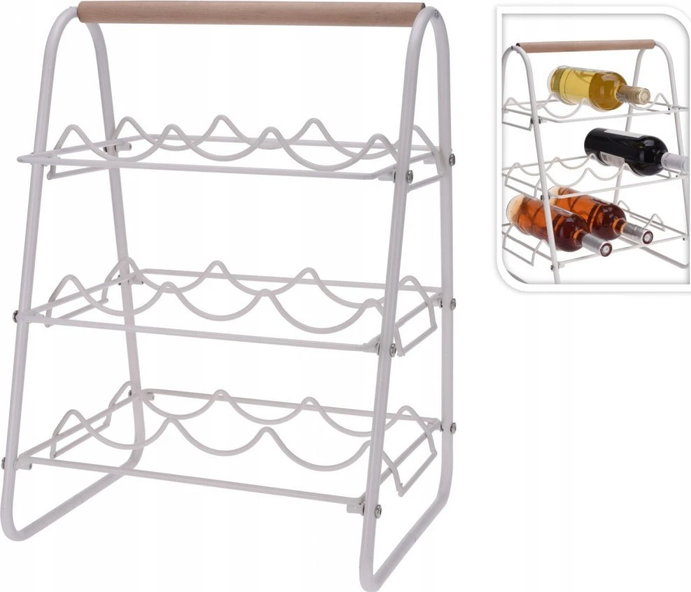 Eh Excellent Houseware Metalinis vyno stovas 9 buteliams baltas 33x29x46 cm