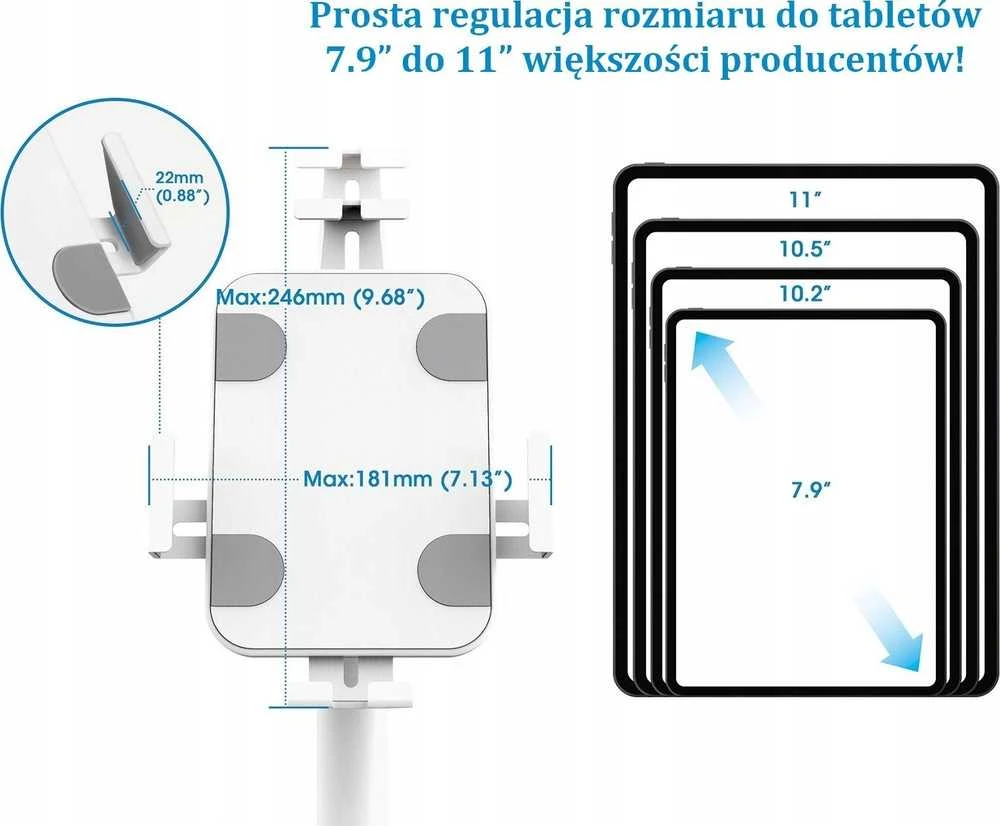 Laikiklis Manhattan Techly Grindinis stovas iPad ir planšetiniam kompiuteriui 9,7–10,1 colio su rėmeliu ir užraktu