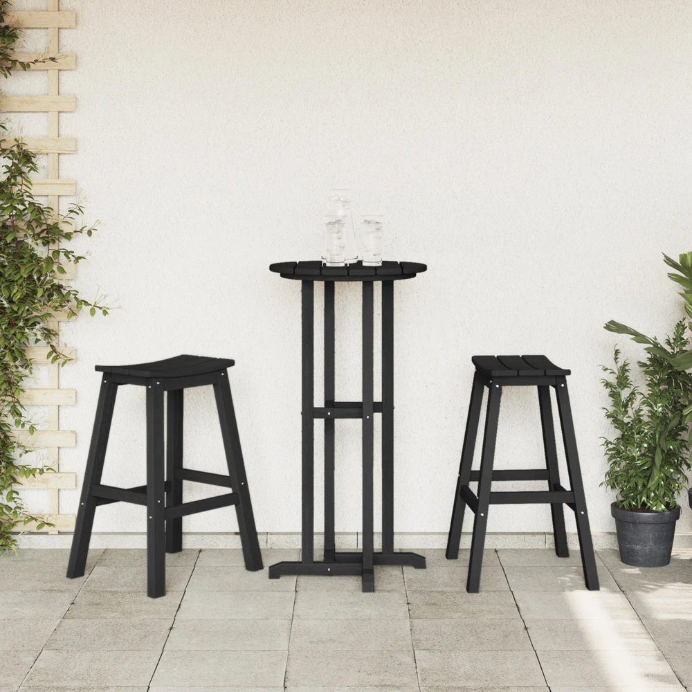 Baro taburetė 2 vnt. Juoda 52 x 43 x 73,5 cm HDPE