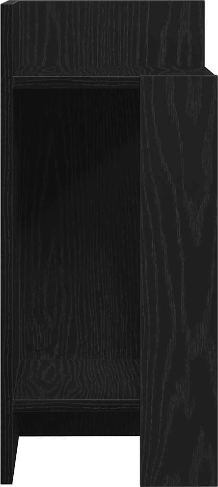 Šoniniai staliukai su lentyna, 2vnt., juoda, 25,5x27x60cm