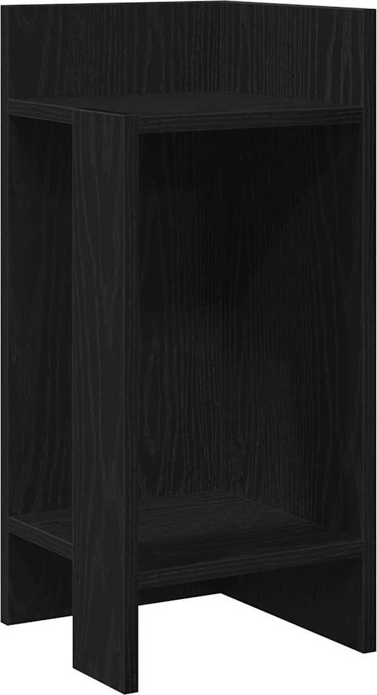 Šoniniai staliukai su lentyna, 2vnt., juoda, 25,5x27x60cm