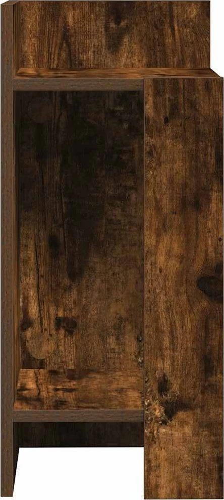 Šoniniai staliukai su lentyna, 2vnt., dūminio, 25,5x27x60cm