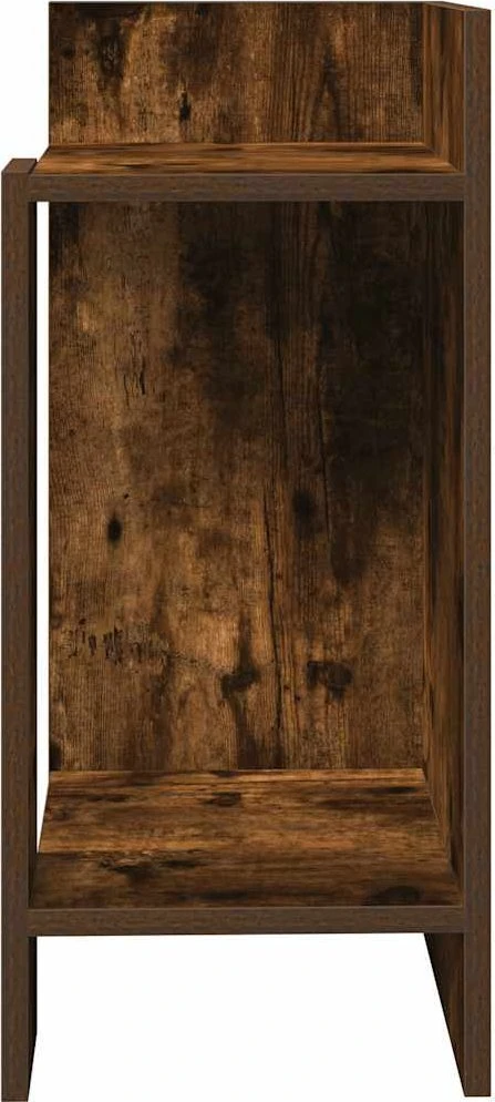 Šoniniai staliukai su lentyna, 2vnt., dūminio, 25,5x27x60cm