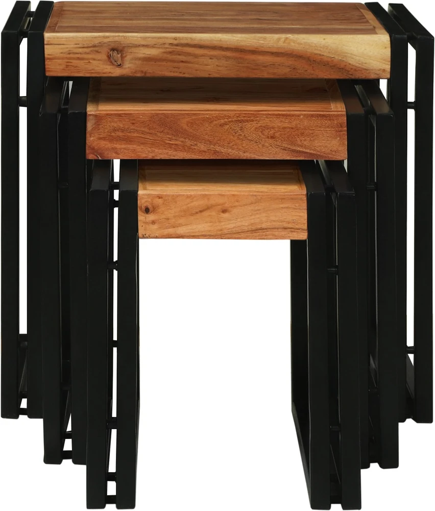 Suklijuotas stalas 3 vnt. Ruda ir juoda 50 x 40 x 45 cm