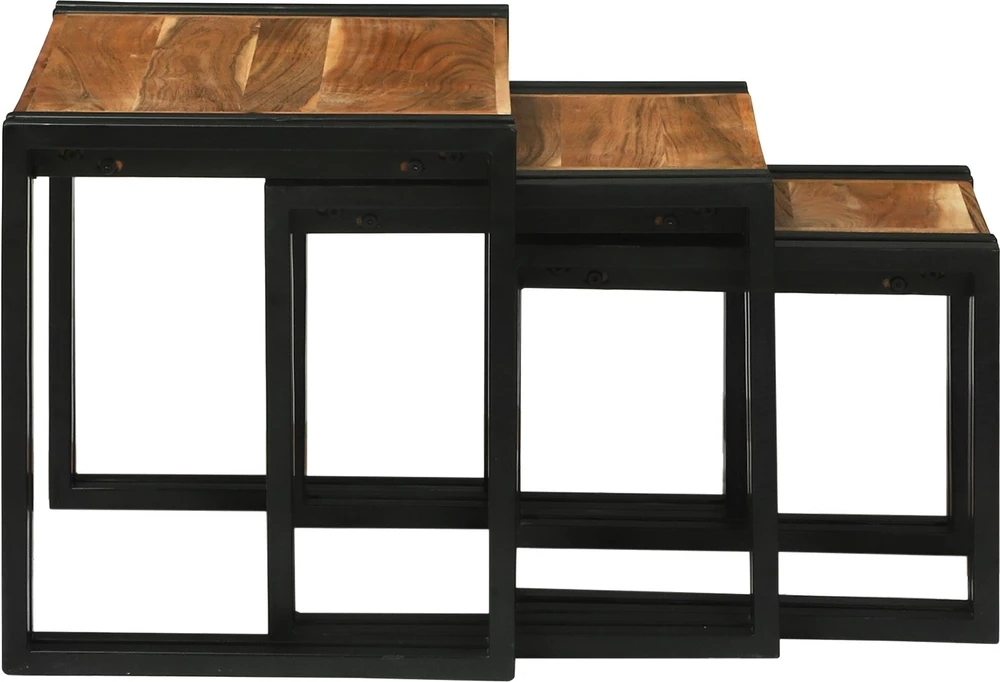 Suklijuotas stalas 3 vnt. Ruda ir juoda 50 x 40 x 45 cm