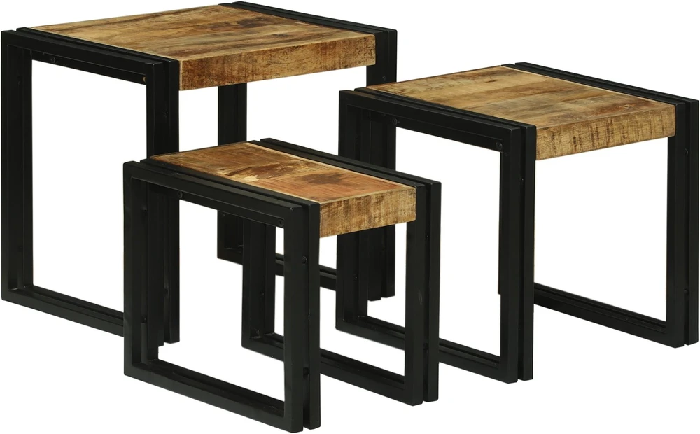Suklijuotas stalas 3 vnt. Ruda ir juoda 50 x 40 x 45 cm