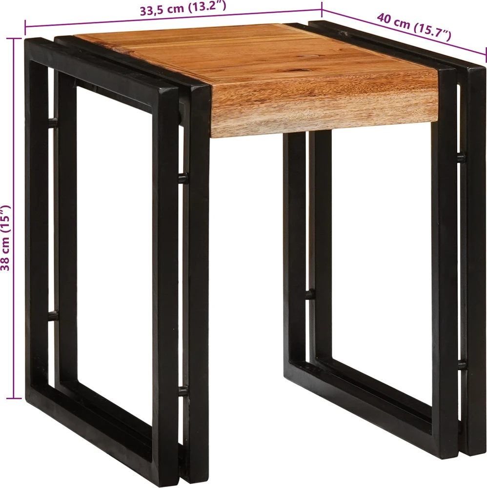 Suklijuotas stalas 3 vnt. Ruda ir juoda 82 x 40 x 45 cm