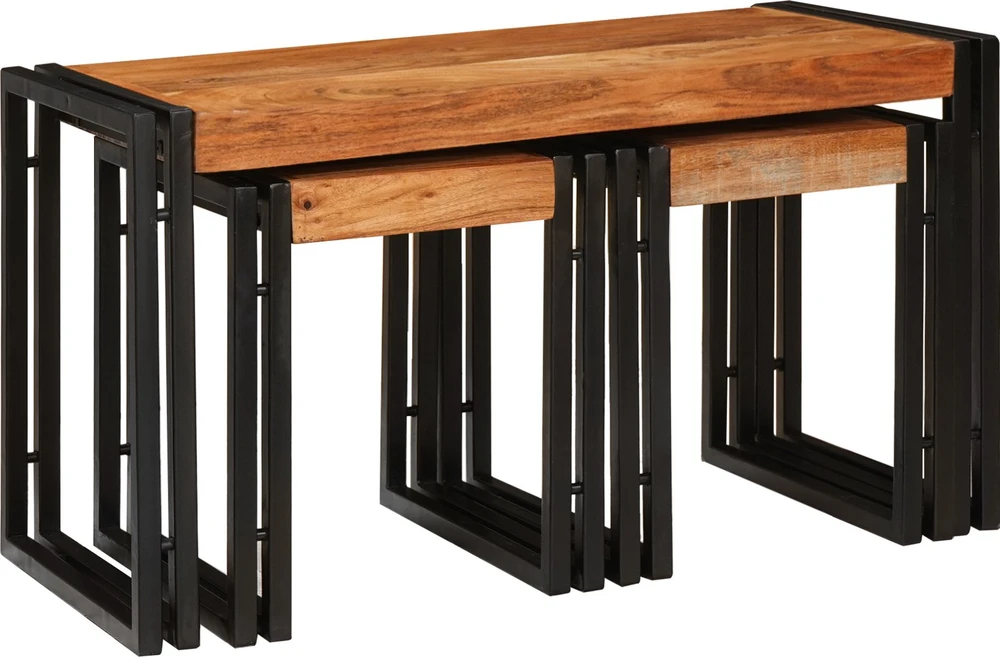 Suklijuotas stalas 3 vnt. Ruda ir juoda 82 x 40 x 45 cm