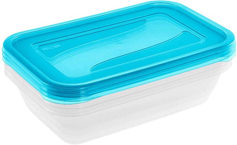Keeeper maisto konteinerių rinkinys stačiakampis 3x2,4L Fredo "Fresh" skaidrus/šviesus mėlynas