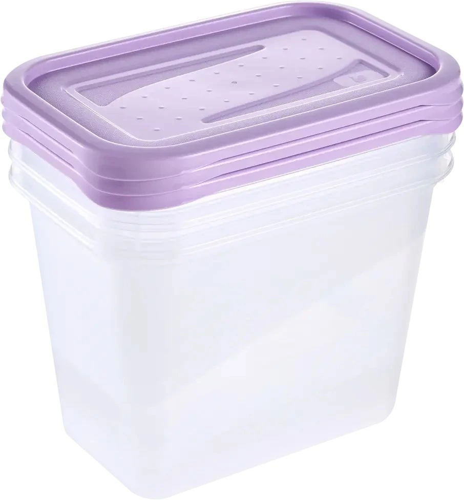 Stoneline Keeeper Food container set rectangular 3x1L Fredo "Fresh" transparent/light violetinė