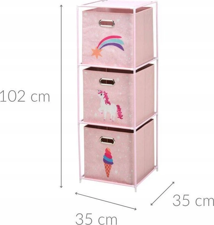 Storage Solutions Lentynėlė su tekstiliniais indeliais vaikų kambariui