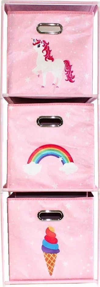 Storage Solutions Lentynėlė su tekstiliniais indeliais vaikų kambariui