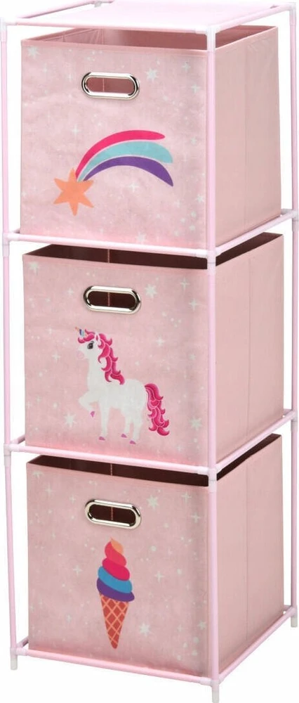 Storage Solutions Lentynėlė su tekstiliniais indeliais vaikų kambariui