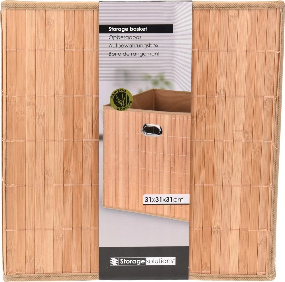 Storage Solutions Sandėliavimo sprendimai Dėžutė su bambuko priekiu ir rankena, 31 x 31 x 30,5 cm
