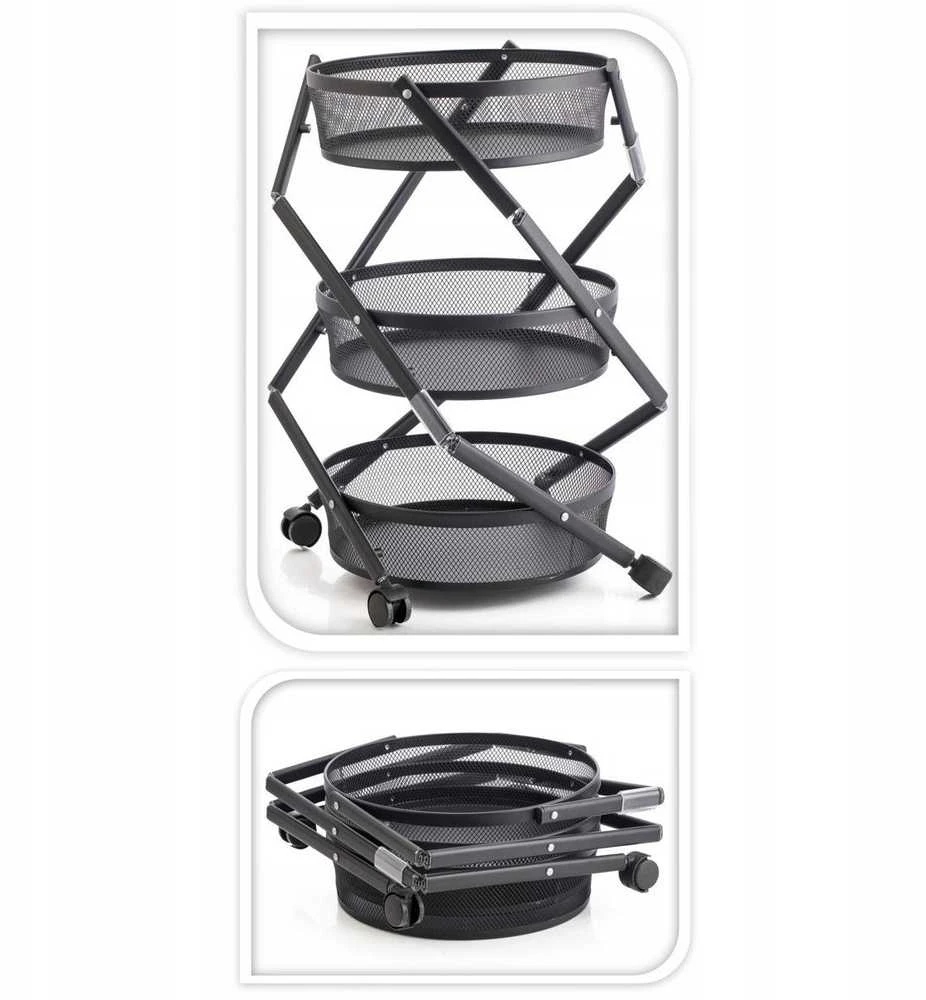 Storage Solutions Sulankstomas virtuvinis vežimėlis ant ratų, 3 pakopų