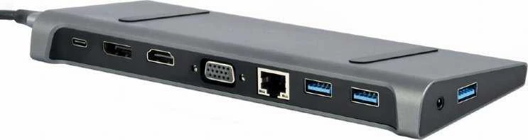 GEMBIRD A-CM-COMBO9-02 USB tipo C 9in1 kelių prievadų adapteris USB Hub3.0 + HDMI + DisplayPort + VGA + PD + LAN + stereo garsas