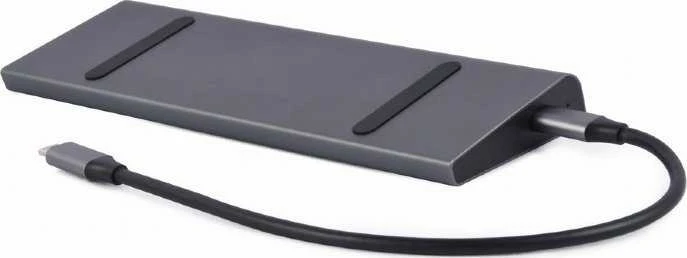 GEMBIRD A-CM-COMBO9-02 USB tipo C 9in1 kelių prievadų adapteris USB Hub3.0 + HDMI + DisplayPort + VGA + PD + LAN + stereo garsas