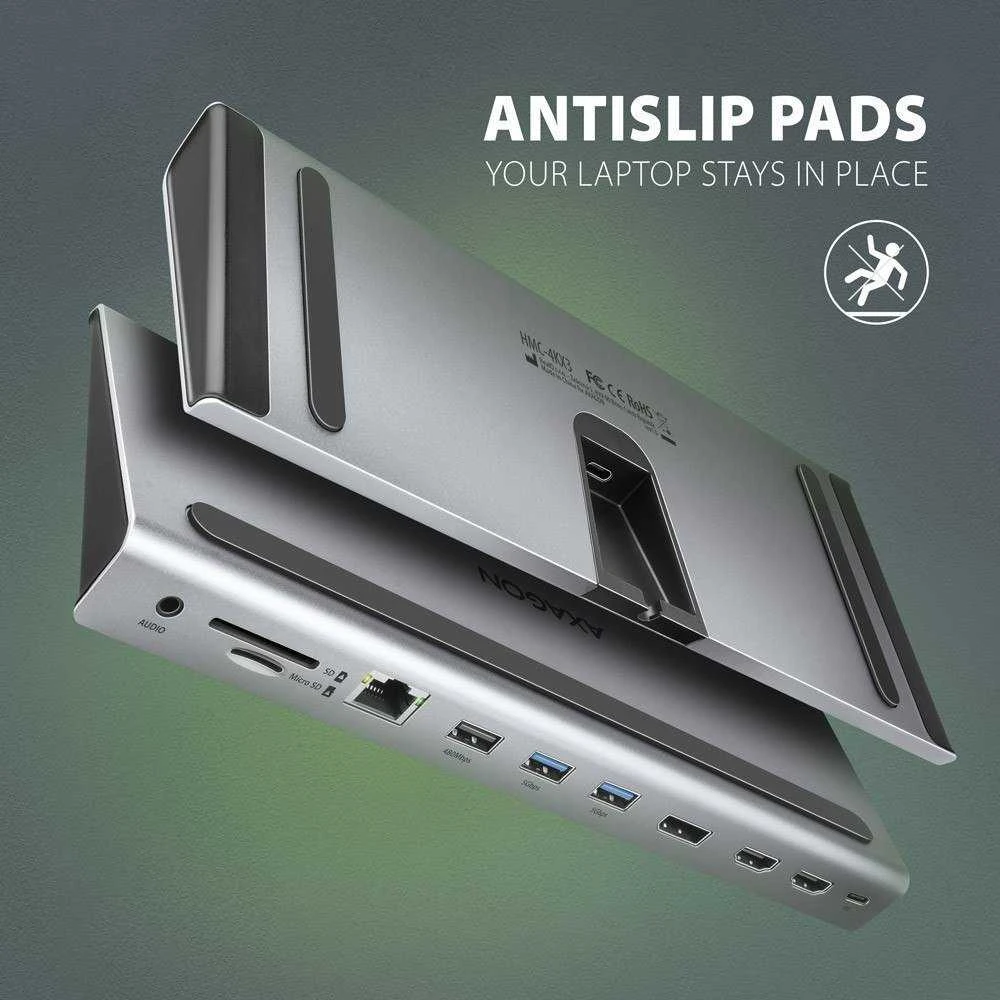 „Axagon“ kelių prievadų USB-C 5Gbps trigubas 4K ekrano šakotuvas HMC-4KX3