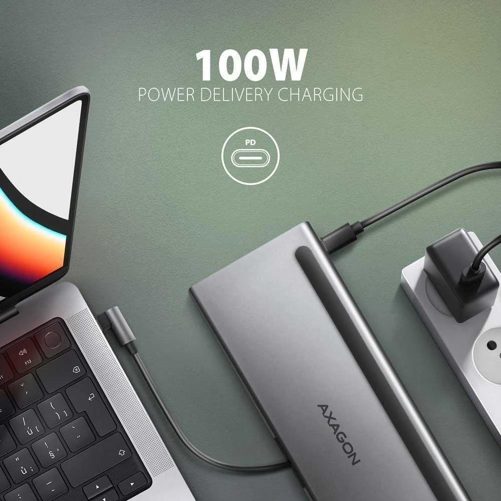 „Axagon“ kelių prievadų USB-C 5Gbps trigubas 4K ekrano šakotuvas HMC-4KX3