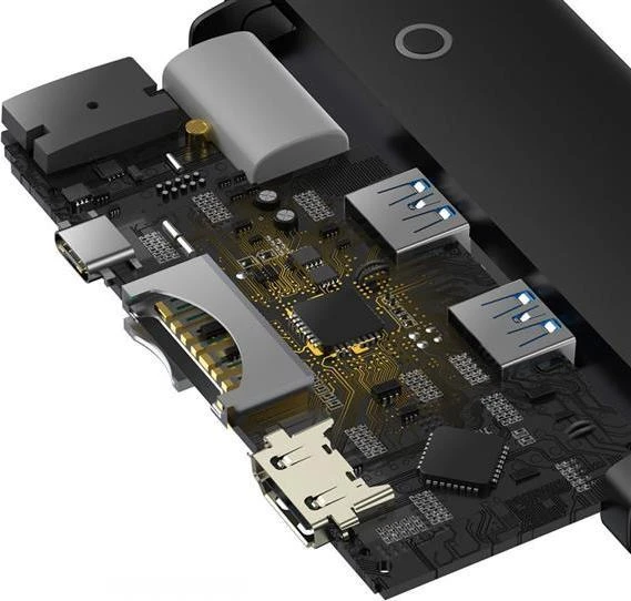 Jungčių stotelė / adapteris USB C kištukas - 2xUSB3.0, HDMI, USB C PD (krovimo), SD/Micro SD lizdai BASEUS