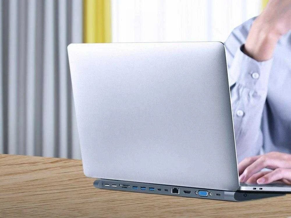 GEMBIRD A-CM-COMBO9-01 USB Type C 9in1 kelių prievadų adapteris USB šakotuvas HDMI VGA PD kortelių skaitytuvas LAN 3.5mm garso erdvė pilkas