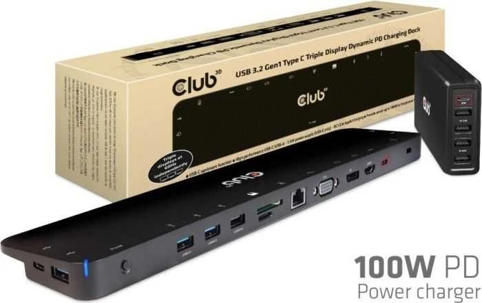 „Club 3D ChargingDock“ USB-C stotis / replikatorius (CSV-1564W100)