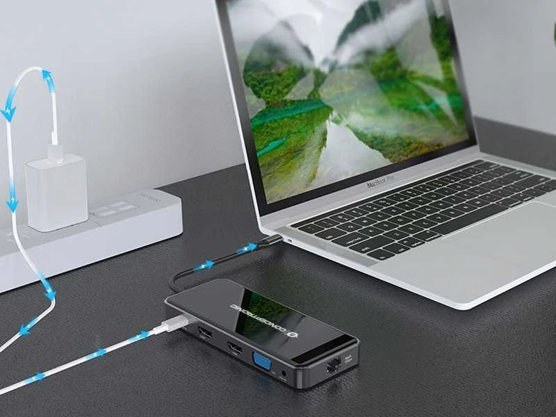 Carruzzo Conceptronic DONN15G knyginių kompiuterių dokas / jungčių replikatorius Vielinis USB 3.2 Gen 1 (3.1 Gen 1) Type-C Pilka