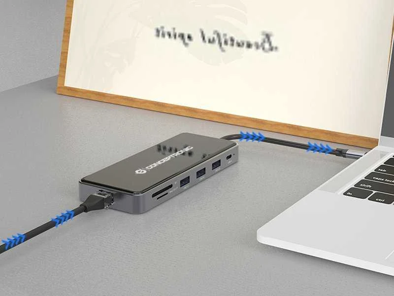 Carruzzo Conceptronic DONN15G knyginių kompiuterių dokas / jungčių replikatorius Vielinis USB 3.2 Gen 1 (3.1 Gen 1) Type-C Pilka