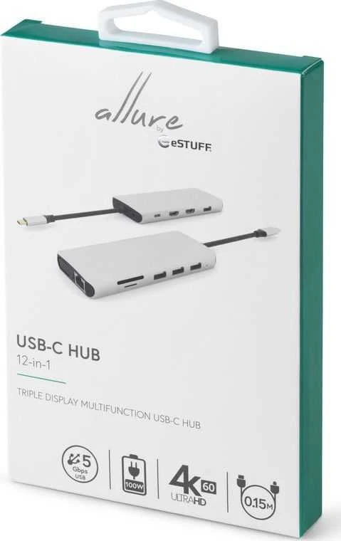 „eStuff USB-C 12in1“ stotis / replikatorius (ES623009)